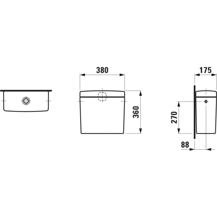 LAUFEN H8269520009721 - Splachovacia nádržka PRO s bočným prívodom keramika/biela