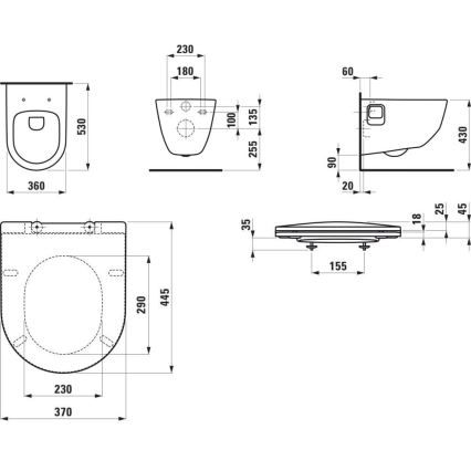 LAUFEN H8669540000001 - Závesné WC PRO keramika/biela + WC sedadlo SoftClose PRO duroplast/biela