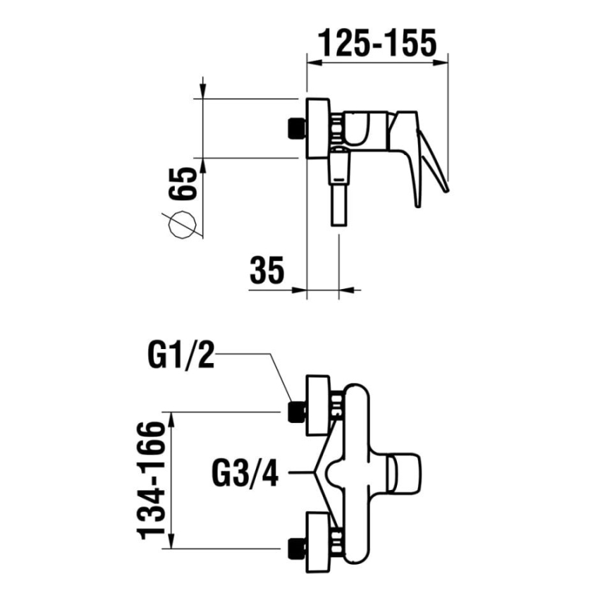 LAUFEN HF500750100600 - Sprchová súprava s batériou LAURIN, lesklý chróm