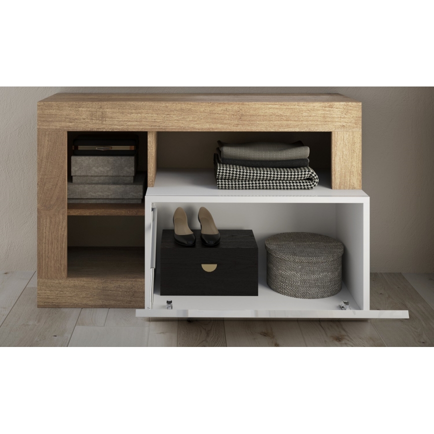 Lavica LENOR 91x209 cm biela/hnedá