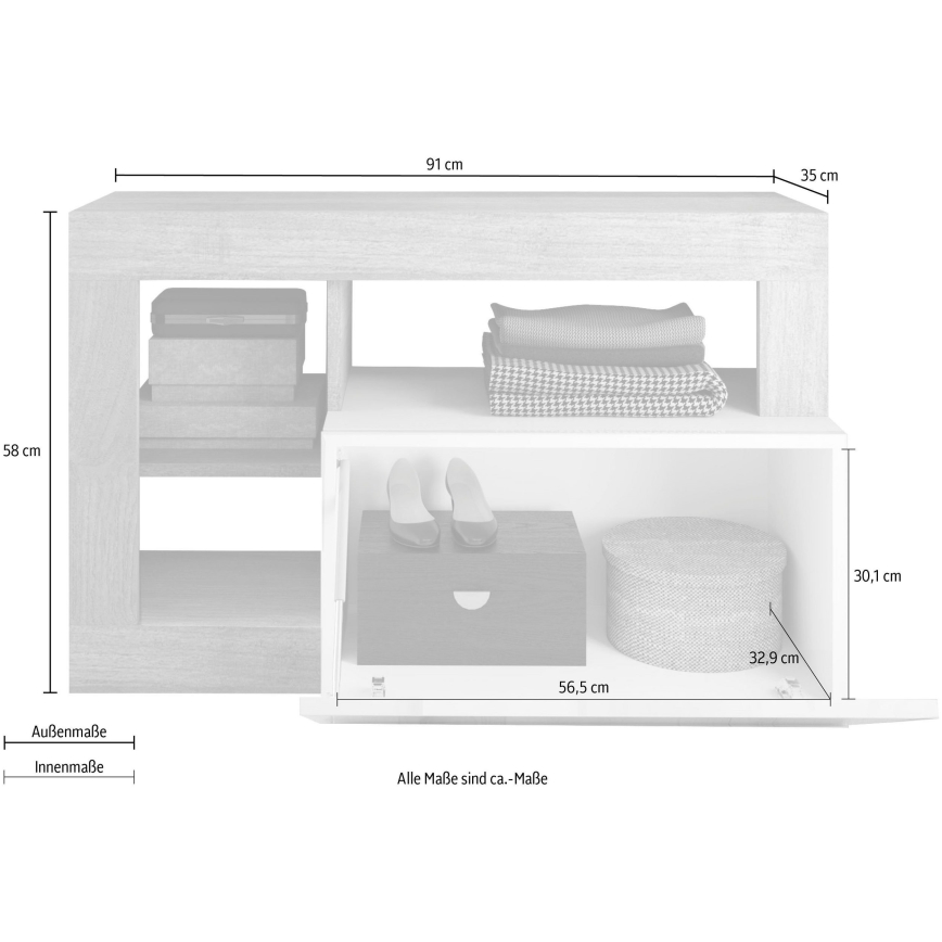 Lavica LENOR biela/hnedá