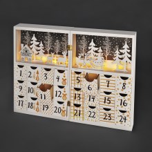 LED Adventný kalendár LED/2xAAA drevo