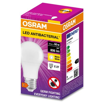 LED Antibakteriálna žiarovka A60 E27/8,5W/230V 2700K - Osram