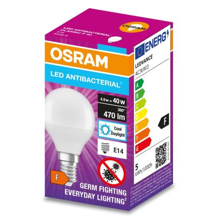 LED Antibakteriálna žiarovka P40 E14/4,9W/230V 6500K - Osram