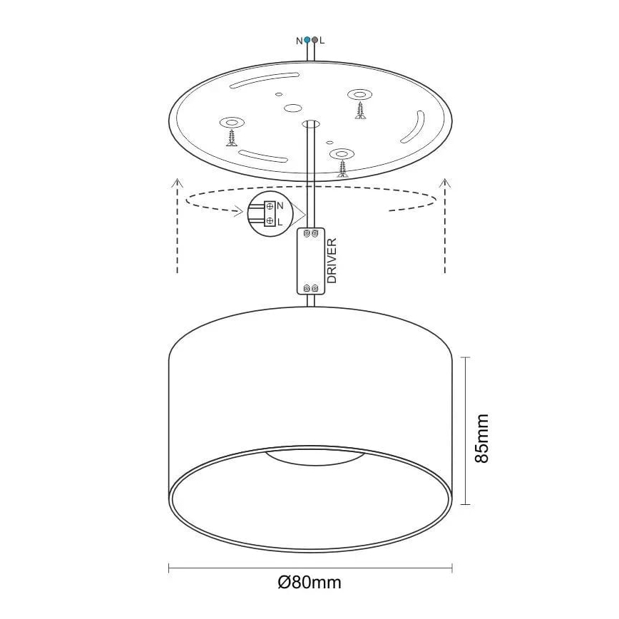 LED Bodové svietidlo LED/12W/230V 4000K pr. 8 cm biela