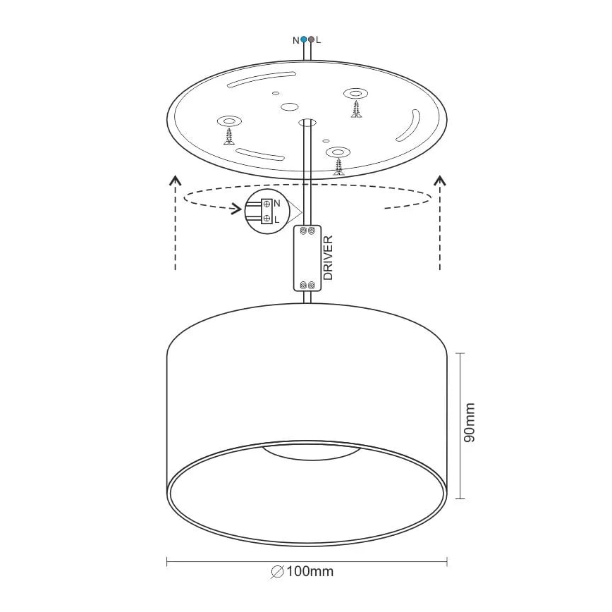LED Bodové svietidlo LED/16W/230V 4000K pr. 10 cm čierna