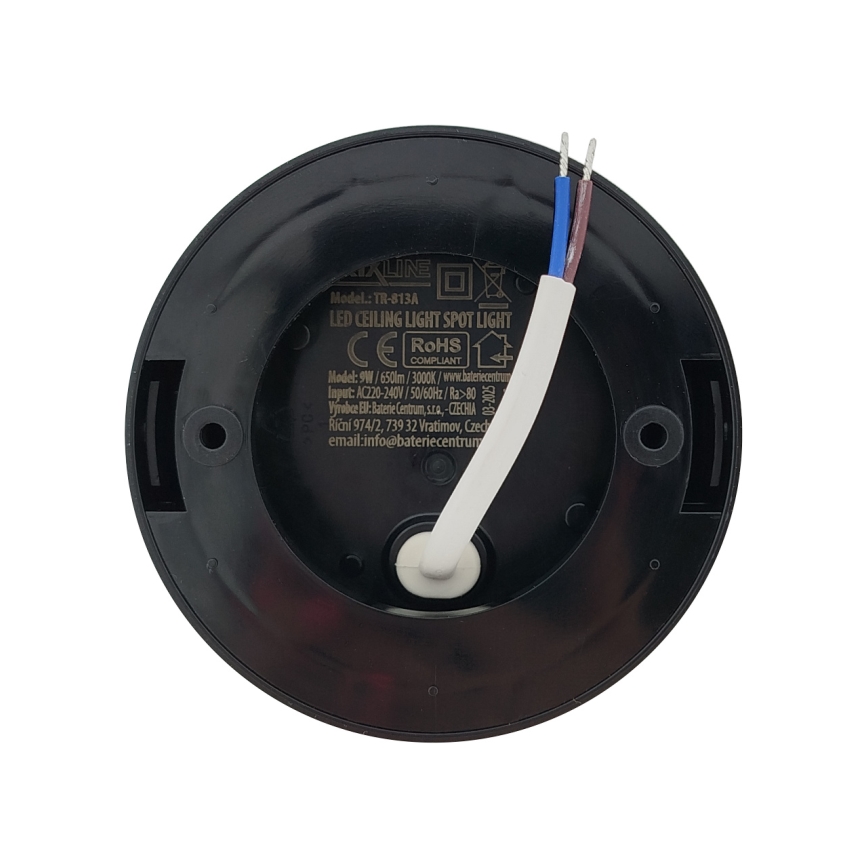 LED bodové svietidlo LED/9W/230V pr. 9 cm čierne