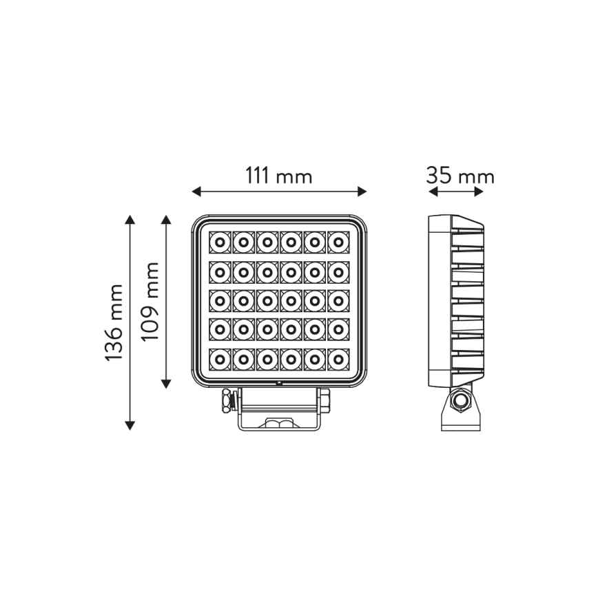 LED Bodové svietidlo pre automobil BLACK LED/30W/10-30V IP69 5700K hranatý