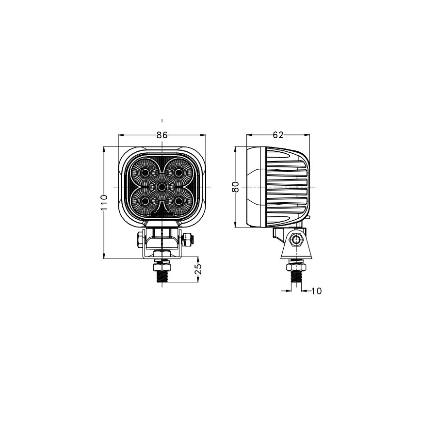 LED Bodové svietidlo pre automobil BLACK LED/50W/10-30V IP69 5700K hranatý