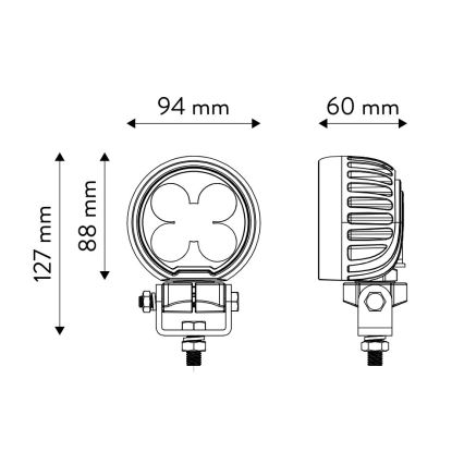 LED Bodové svietidlo pre automobil BLACK LED/50W/10-30V IP69 5700K zaokrúhlený
