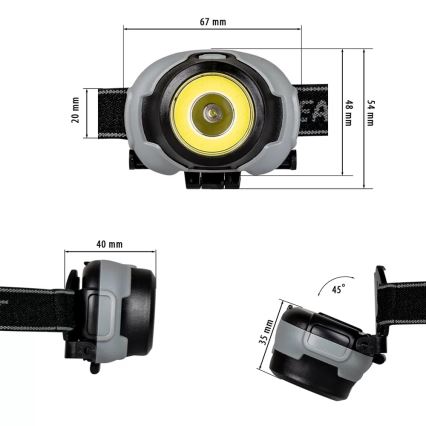 LED Čelovka 2xLED/3xAAA IP44 170 lm