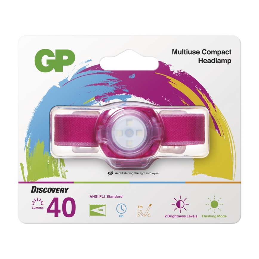 LED Čelovka GP EVERYBODY 4xLED/2×CR2025 ružová