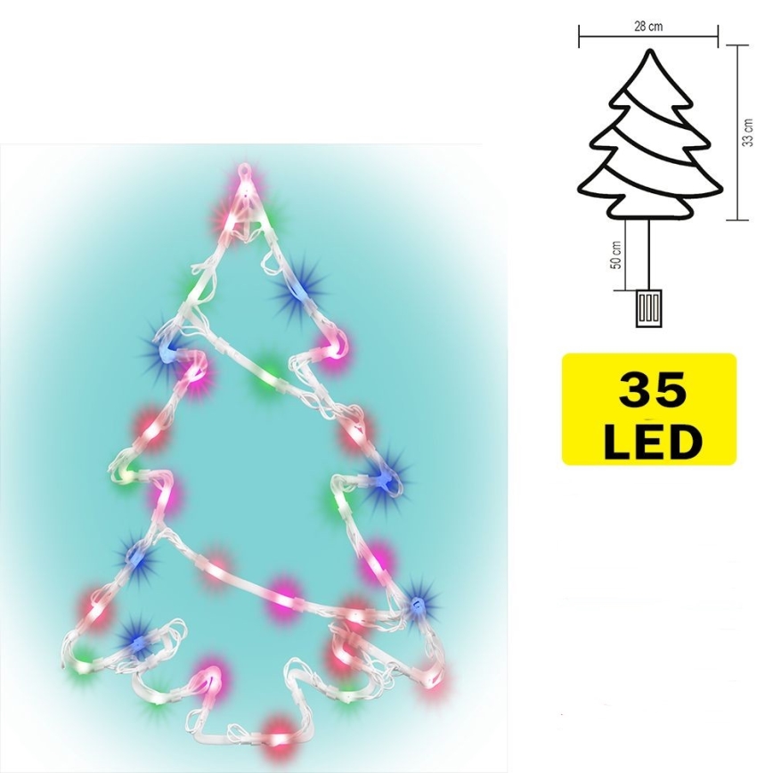 LED Dekorácia do okna 35xLED/3xAA multicolor