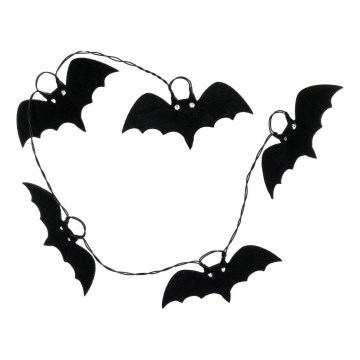 LED Dekoračná reťaz HALLOWEEN 10xLED/2xAA/teplá biela 1,3m netopiere