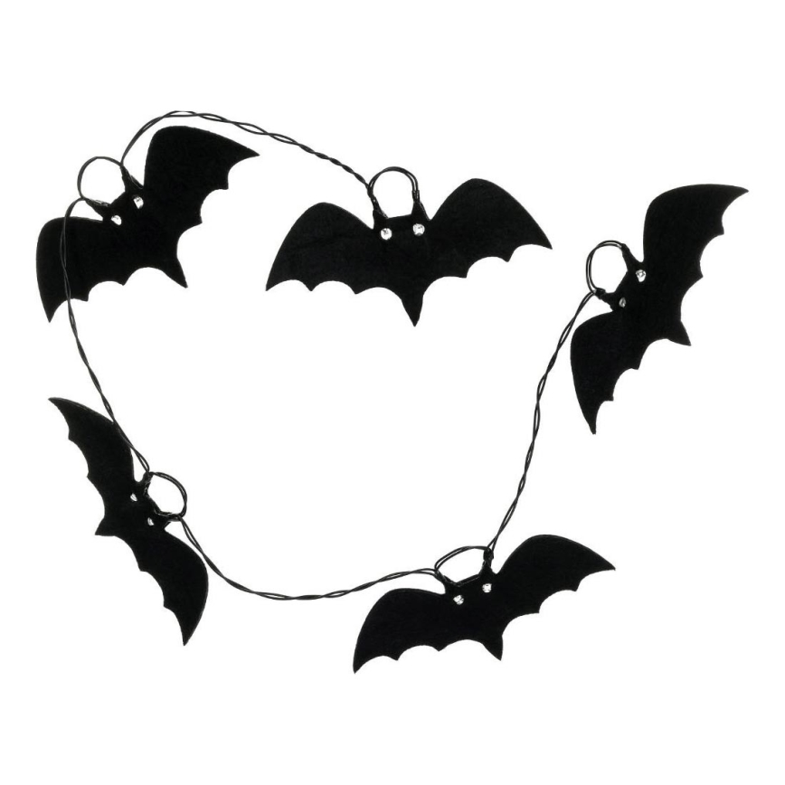 LED Dekoračná reťaz HALLOWEEN 10xLED/2xAA/teplá biela 1,3m netopiere