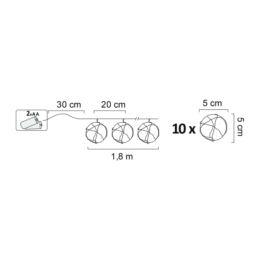 LED Dekoračné osvetlenie AHNE 10xLED/2xAA