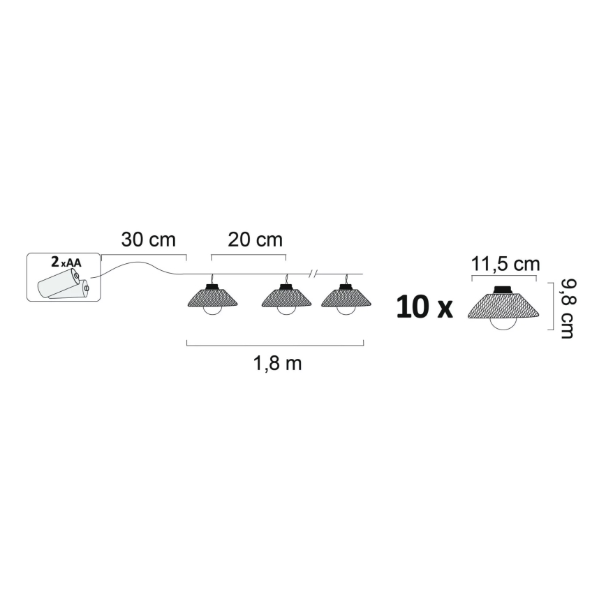 LED Dekoračné svietidlo ASTRA 10xLED/2xAA