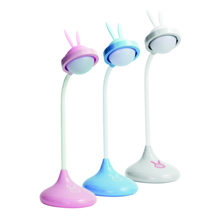LED Detská dotyková lampička RABBIT LED/0,4W/5V 3000/6500K modrá + USB