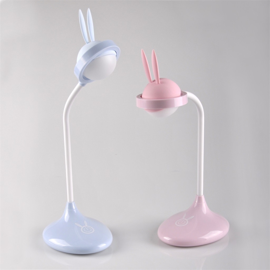 LED Detská dotyková lampička RABBIT LED/0,4W/5V 3000/6500K modrá + USB