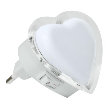 LED Detská lampa LED/0,4W/230V biele srdce LED Detská lampa LED/0,4W/230V biele srdce