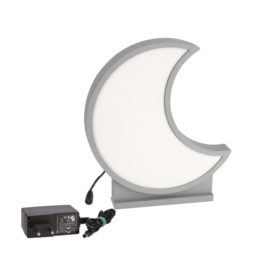 LED Detská stolná lampa MOON LED/12W/230V sivá