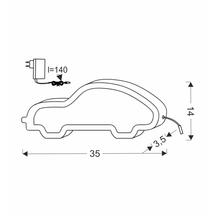 LED detská stolná lampička CAR LED/11W/230V čierna