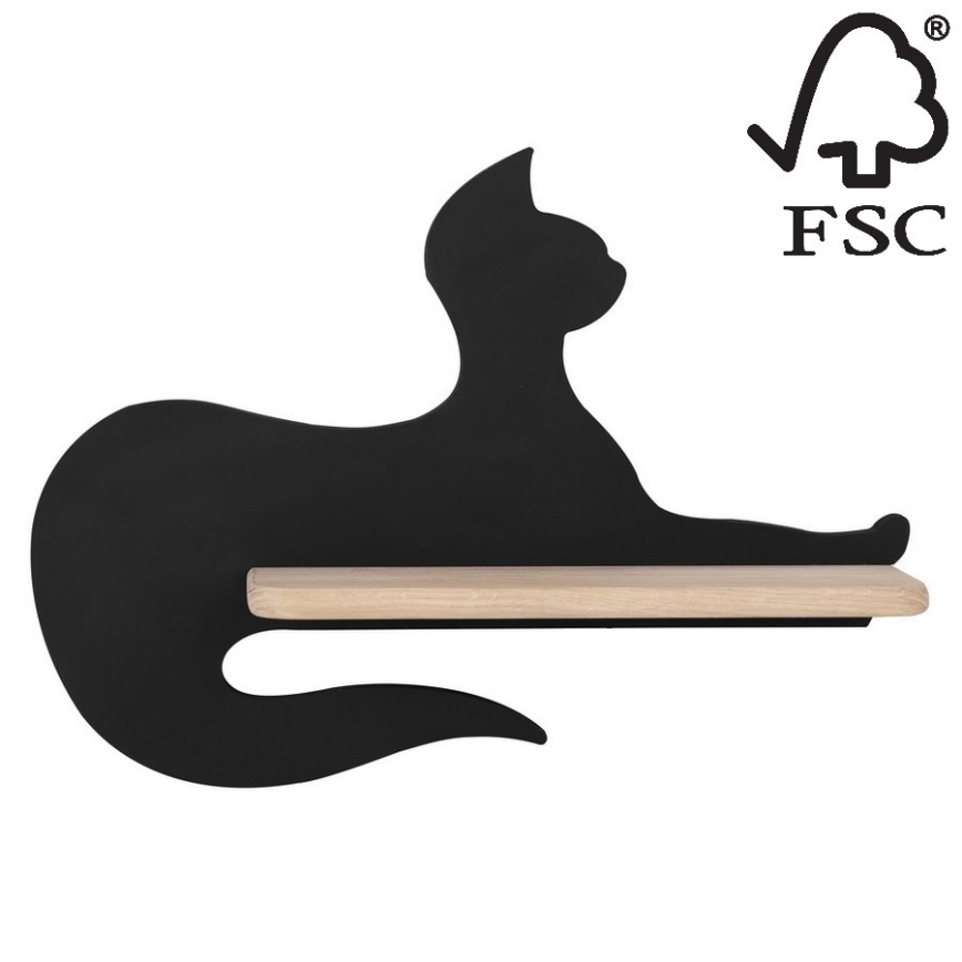 LED Detské nástenné svietidlo s poličkou BLACK CAT LED/5W/230V