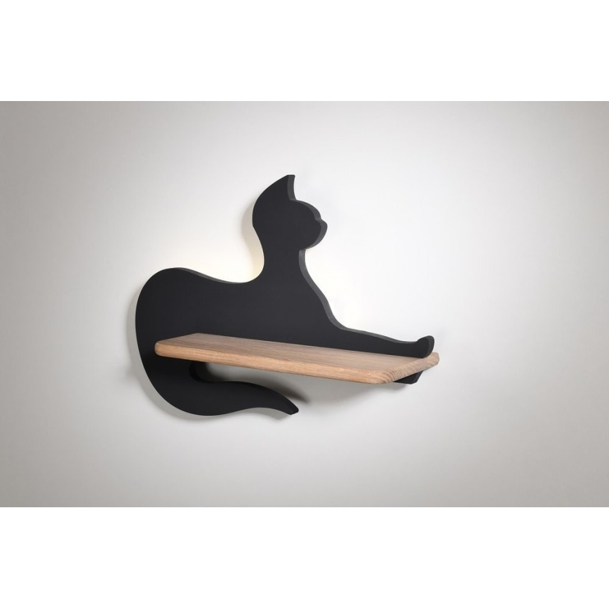LED Detské nástenné svietidlo s poličkou BLACK CAT LED/5W/230V