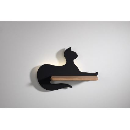 LED Detské nástenné svietidlo s poličkou BLACK CAT LED/5W/230V