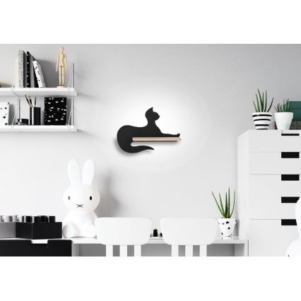 LED Detské nástenné svietidlo s poličkou BLACK CAT LED/5W/230V