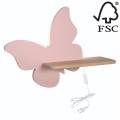 LED Detské nástenné svietidlo s poličkou BUTTERFLY LED/5W/230V ružová/drevo
