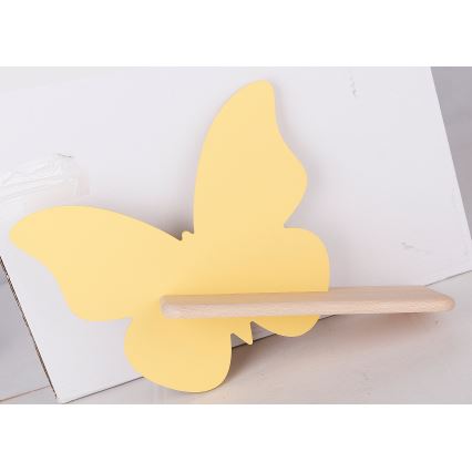 LED Detské nástenné svietidlo s poličkou BUTTERFLY LED/5W/230V žltá/drevo