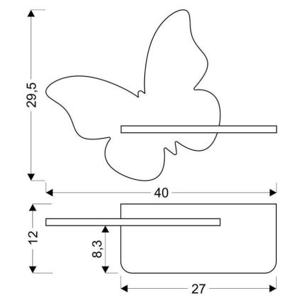 LED Detské nástenné svietidlo s poličkou BUTTERFLY LED/5W/230V žltá/drevo, FSC certifikované