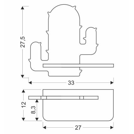LED Detské nástenné svietidlo s poličkou CACTUS LED/4W/230V zelená/drevo, FSC certifikované