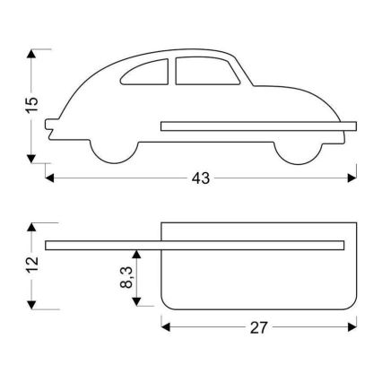 LED Detské nástenné svietidlo s poličkou CAR LED/5W/230V čierna/drevo, FSC certifikované