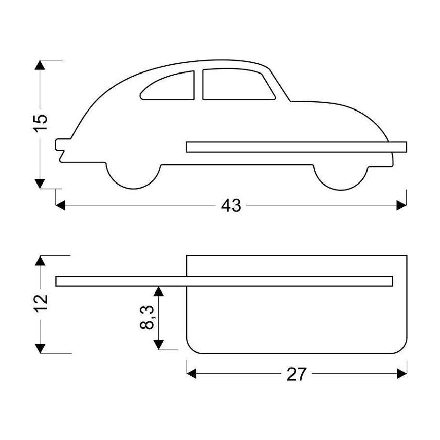 LED Detské nástenné svietidlo s poličkou CAR LED/5W/230V čierna/drevo