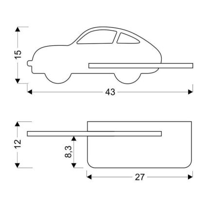 LED Detské nástenné svietidlo s poličkou CAR LED/5W/230V zelená/drevo, FSC certifikované