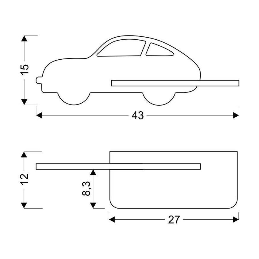 LED Detské nástenné svietidlo s poličkou CAR LED/5W/230V zelená/drevo, FSC certifikované
