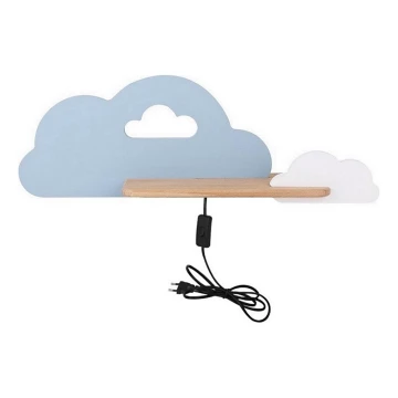 LED Detské nástenné svietidlo s poličkou CLOUD LED/5W/230V modrá/biela
