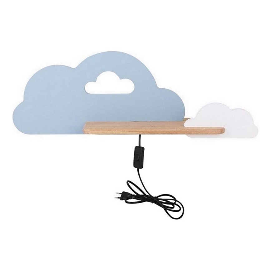 LED Detské nástenné svietidlo s poličkou CLOUD LED/5W/230V modrá/biela