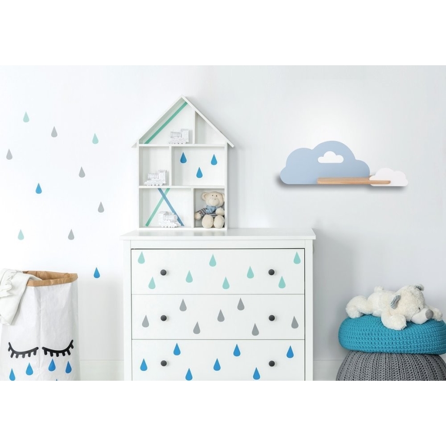 LED Detské nástenné svietidlo s poličkou CLOUD LED/5W/230V modrá/biela, FSC certifikované