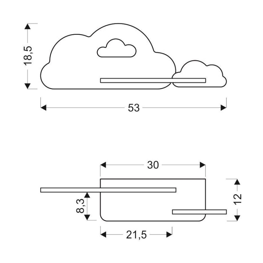 LED Detské nástenné svietidlo s poličkou CLOUD LED/5W/230V modrá/biela, FSC certifikované