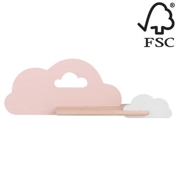 LED Detské nástenné svietidlo s poličkou CLOUD LED/5W/230V ružová/biela, FSC certifikované