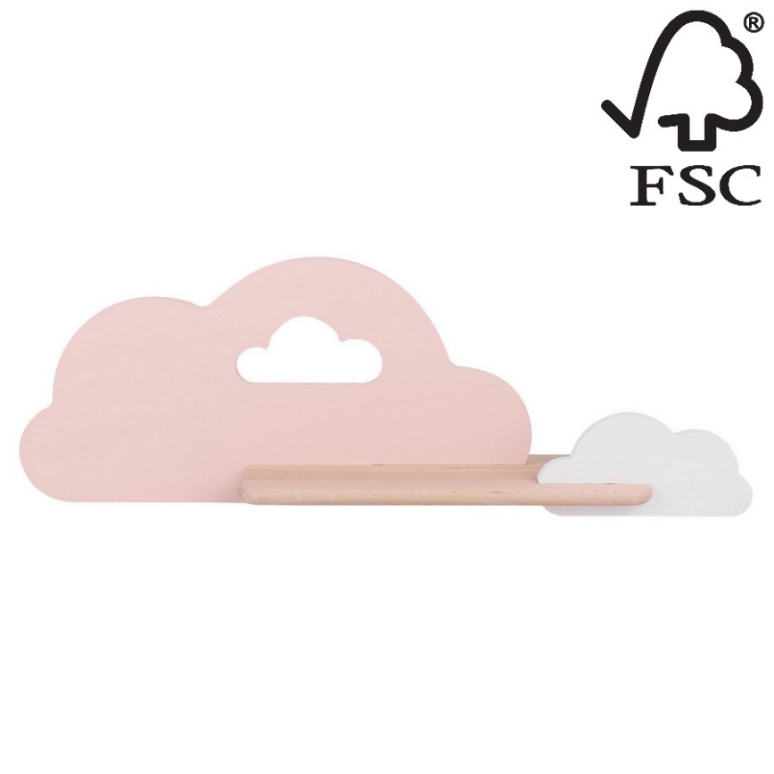 LED Detské nástenné svietidlo s poličkou CLOUD LED/5W/230V ružová/biela