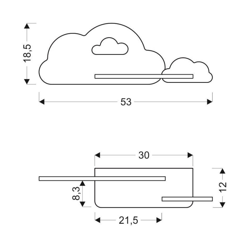 LED Detské nástenné svietidlo s poličkou CLOUD LED/5W/230V ružová/biela
