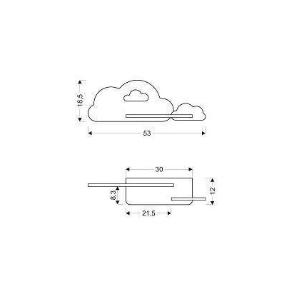 LED Detské nástenné svietidlo s poličkou CLOUD LED/5W/230V ružová/biela