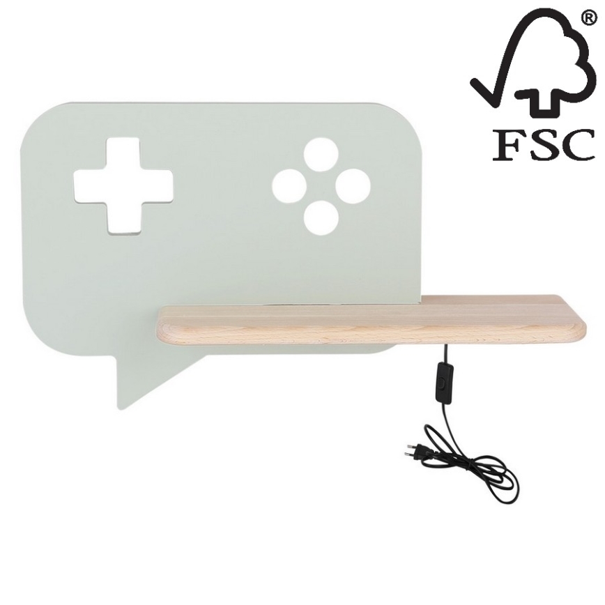 LED Detské nástenné svietidlo s poličkou CONSOLE LED/5W/230V zelená