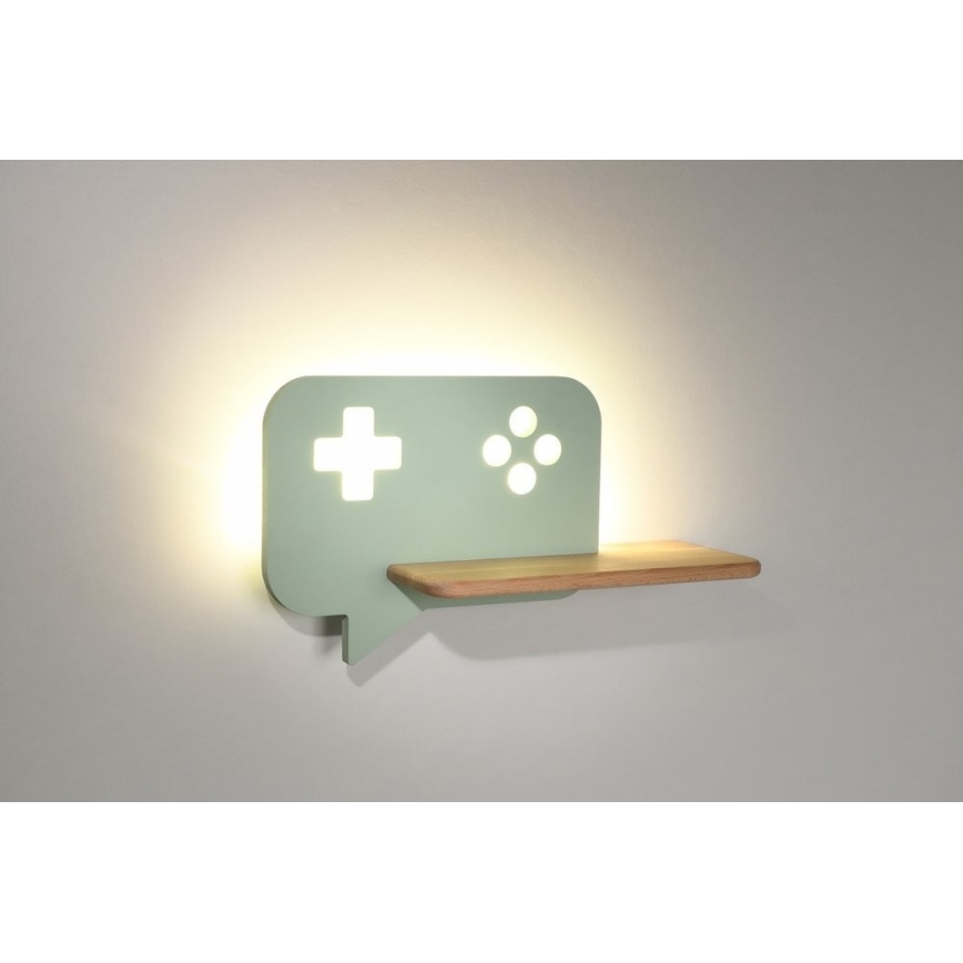 LED Detské nástenné svietidlo s poličkou CONSOLE LED/5W/230V zelená