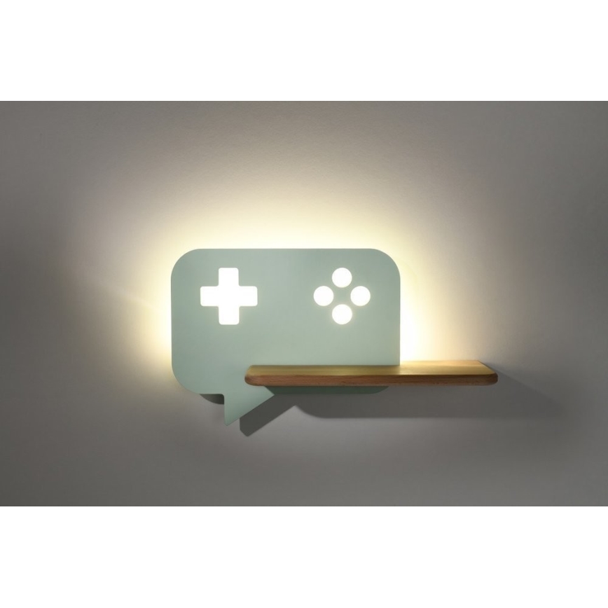 LED Detské nástenné svietidlo s poličkou CONSOLE LED/5W/230V zelená