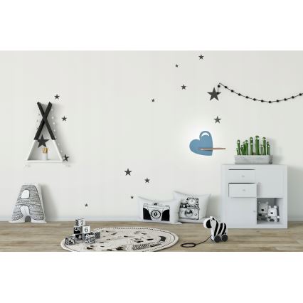 LED Detské nástenné svietidlo s poličkou HEART LED/5W/230V modrá/drevo